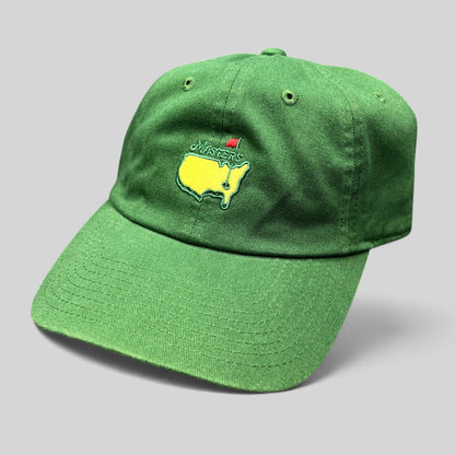 Raree Finds green cotton Masters Tournament strapback hat with embroidered Augusta National logo on the front