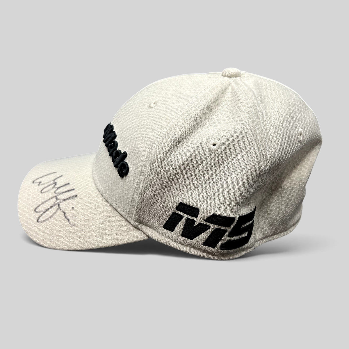 Raree Finds white TaylorMade New Era 39THIRTY golf hat signed by Matt Wolff on the brim with black embroidered logos