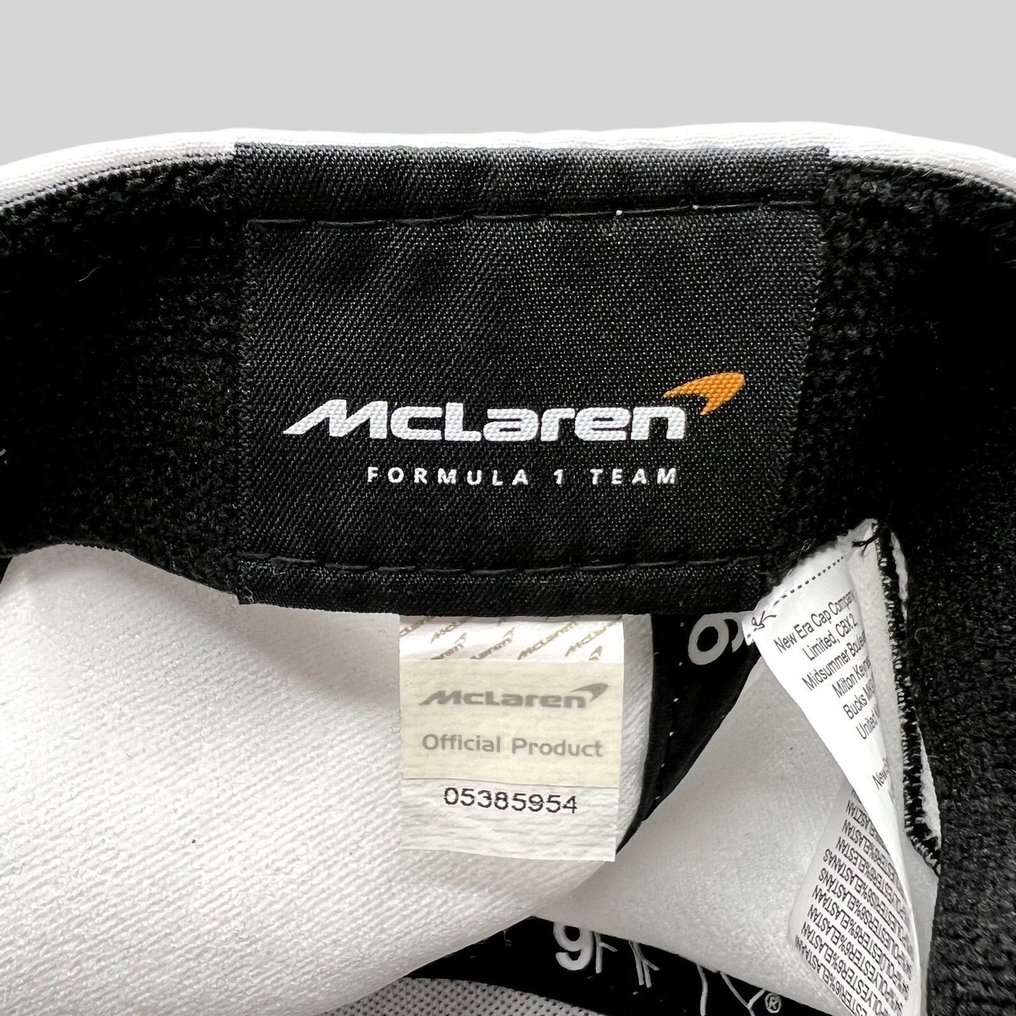 Raree Finds McLaren Formula 1 Team cap interior with official branding and product authentication label