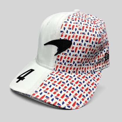 Raree Finds McLaren Formula 1 Team 9FIFTY stretch snapback hat with geometric red, blue, and white racing print.