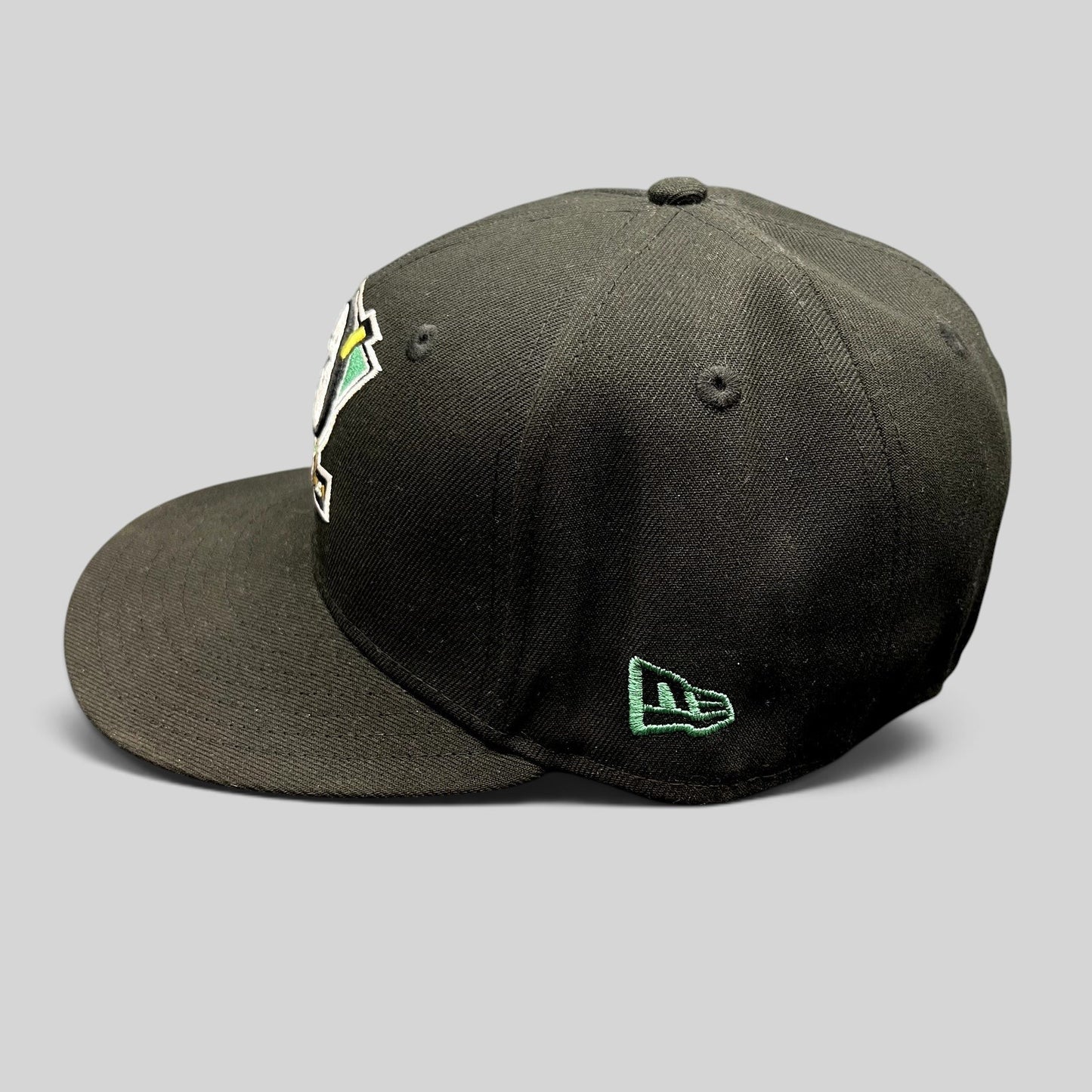 Raree Finds black New Era 59FIFTY Mighty Ducks 30th Anniversary fitted hat with embroidered goalie mask logo