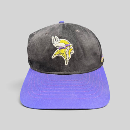 Raree Finds vintage Minnesota Vikings Logo Athletic snapback hat with black crown and purple brim
