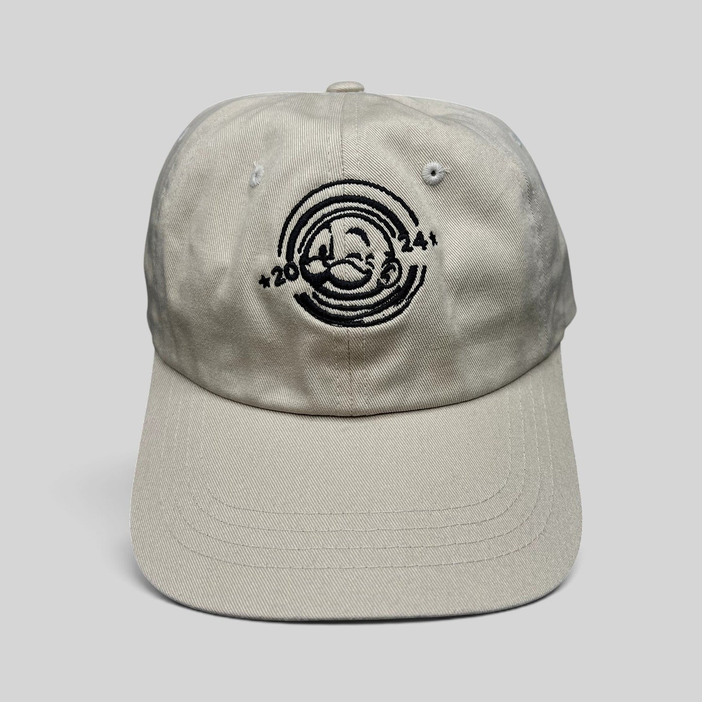 Raree Finds cream Monopoly GO Yupoong strapback hat with black embroidered Mr. Monopoly face and 2024 logo on front