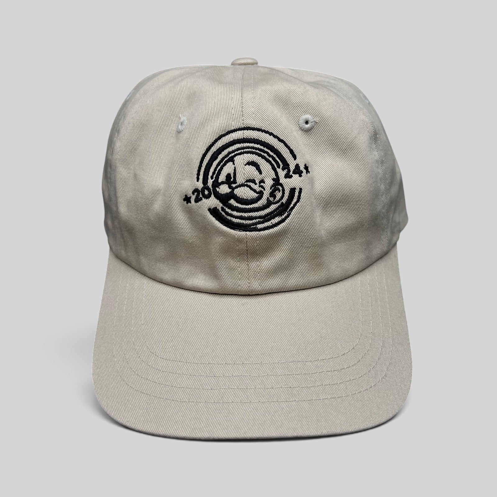 Raree Finds cream Monopoly GO Yupoong strapback hat with black embroidered Mr. Monopoly face and 2024 logo on front