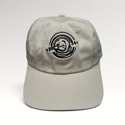 Raree Finds cream Monopoly GO Yupoong strapback hat with black embroidered Mr. Monopoly face and 2024 logo on front