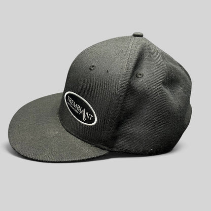 Raree Finds black Mont Tremblant snapback hat with white embroidered oval logo and flat brim ski resort design.
