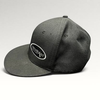 Raree Finds black Mont Tremblant snapback hat with white embroidered oval logo and flat brim ski resort design.