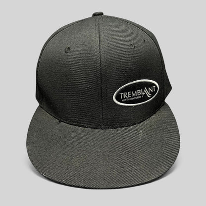 Raree Finds black Mont Tremblant snapback hat with white embroidered oval logo and flat brim ski resort design.