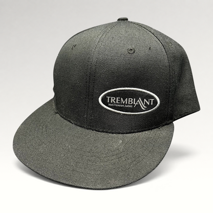 Raree Finds black Fits snapback hat featuring an embroidered oval Mont Tremblant Quebec ski resort logo on the front.