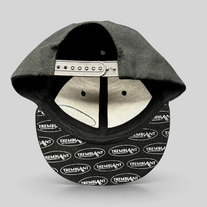 Raree Finds black snapback hat with Mont Tremblant logo print on the underbrim and adjustable snapback closure