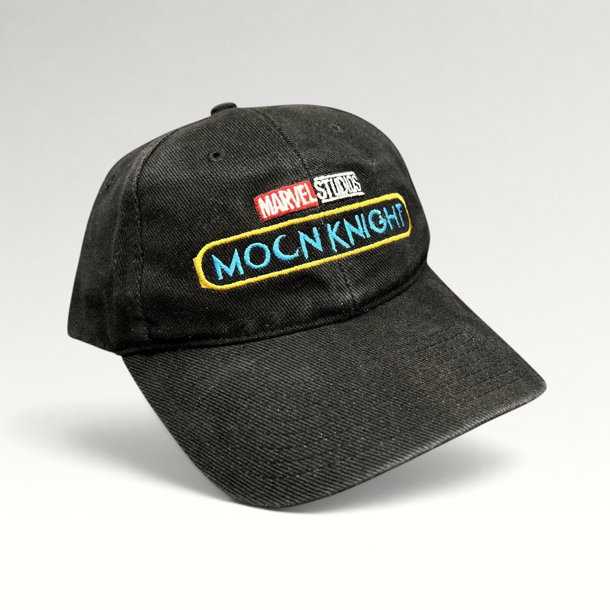 Raree Finds black cotton Marvel Studios Moon Knight cast and crew strapback hat with embroidered logos