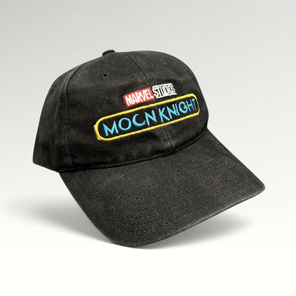 Raree Finds black cotton Marvel Studios Moon Knight cast and crew strapback hat with embroidered logos