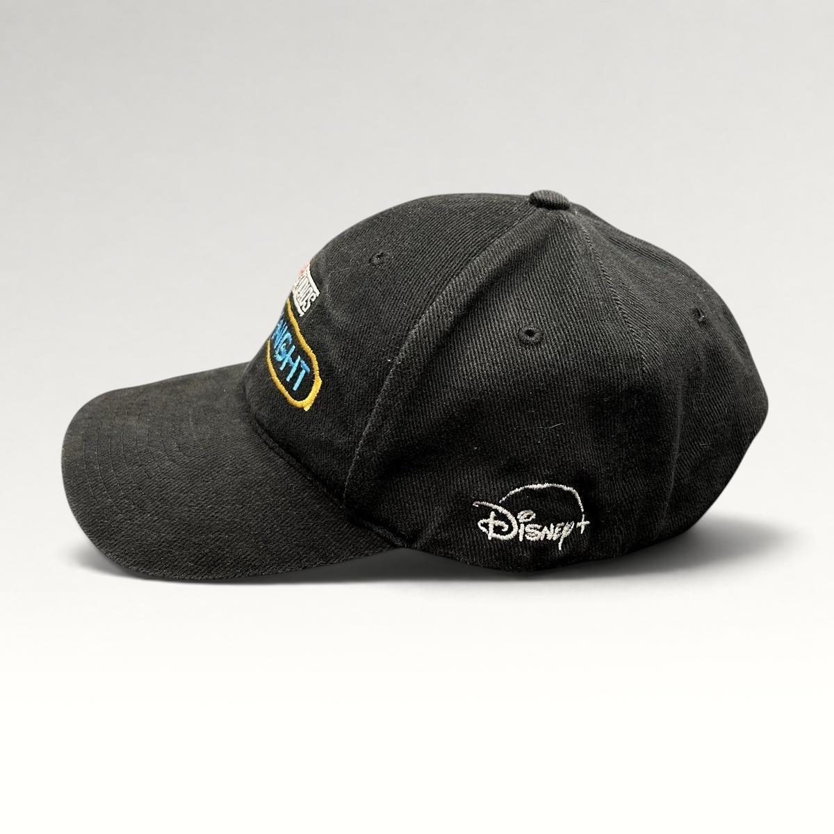 Raree Finds black cotton Moon Knight cast and crew strapback hat with embroidered Marvel Studios and Disney+ logos