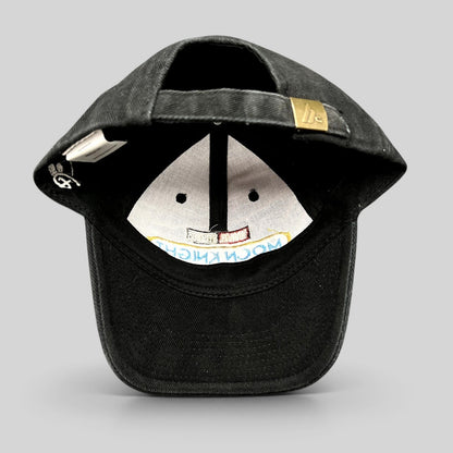 Raree Finds black cotton Moon Knight cast and crew strapback hat with metal slider buckle and interior production tag