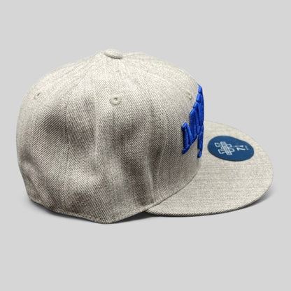 Raree Finds Morehead State Eagles fitted cap in heather gray with royal blue raised embroidery and flat brim