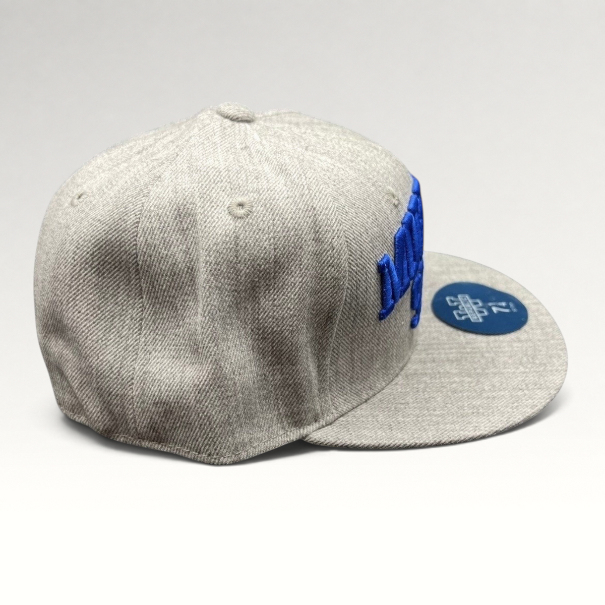 Raree Finds Morehead State Eagles fitted cap in heather gray with royal blue raised embroidery and flat brim