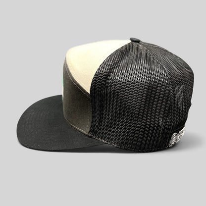 Raree Finds Mother Earth Brew Co Richardson trucker hat in black and cream with mesh back and snapback closure