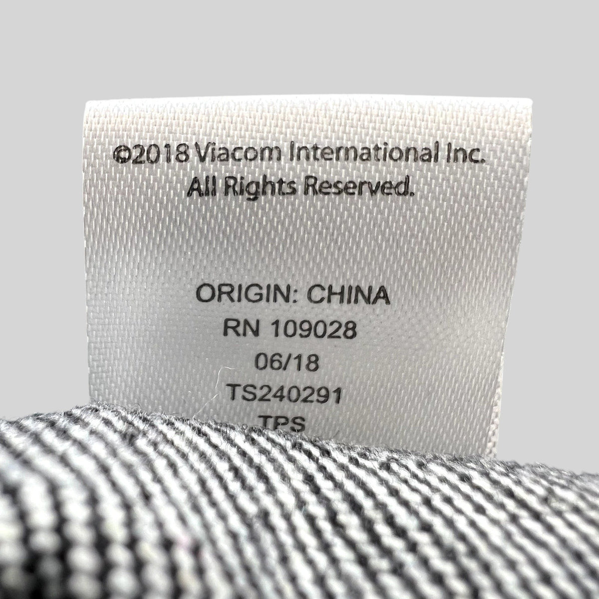 Raree Finds official MTV Music Television hat interior care tag showing 2018 copyright and origin details