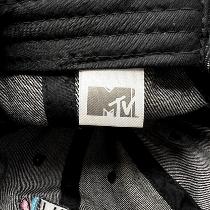 Raree Finds official MTV Music Television black cap interior label with embroidered logo branding