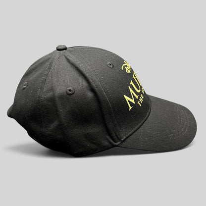 Raree Finds Disney Mufasa The Lion King 2024 black cotton strapback hat with gold embroidered movie title lettering