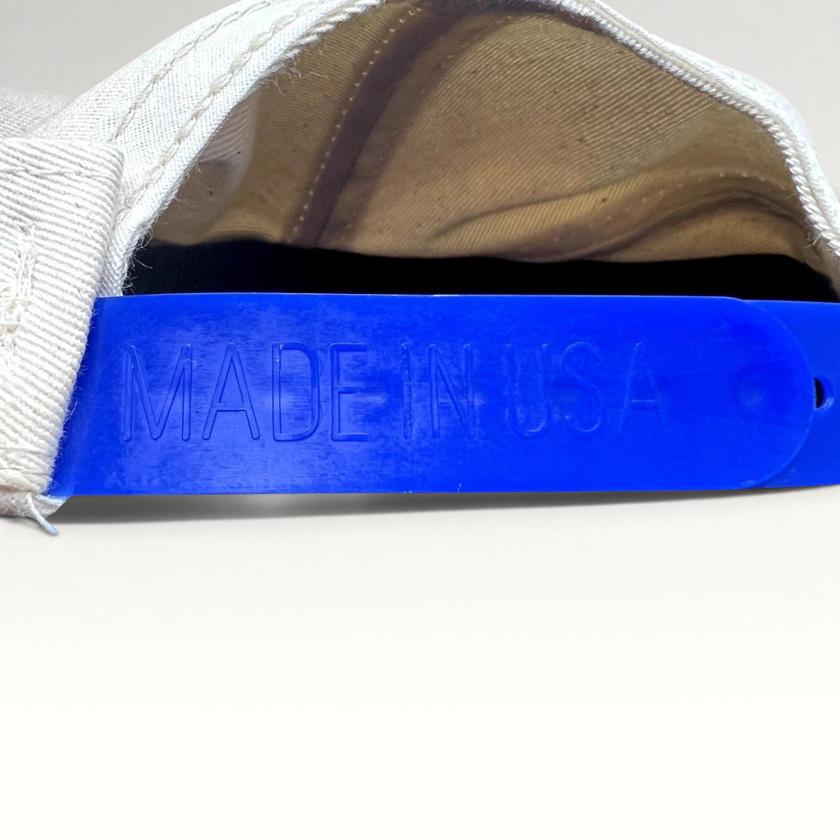 Raree Finds vintage NASCAR snapback hat featuring a royal blue plastic adjustable strap with Made in USA embossing.