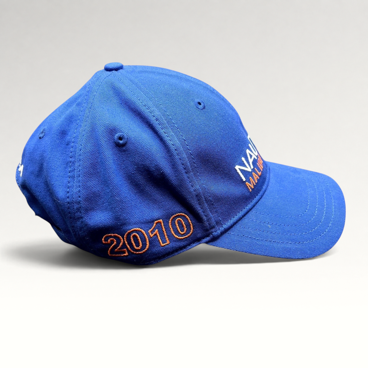 Raree Finds royal blue Nautica Malibu Triathlon cotton strapback hat with 2010 embroidery and pre-curved brim
