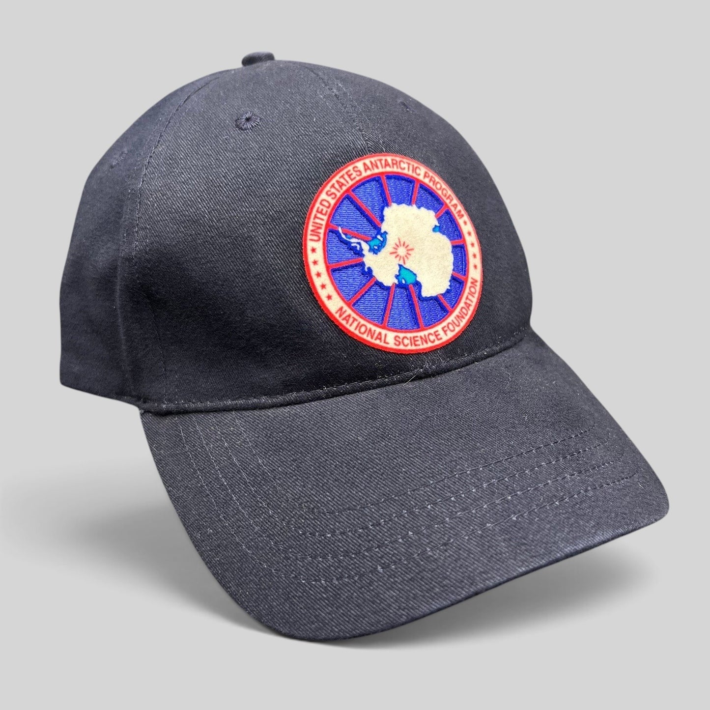 Raree Finds vintage navy blue cotton strapback hat with United States Antarctic Program and NSF embroidered patch