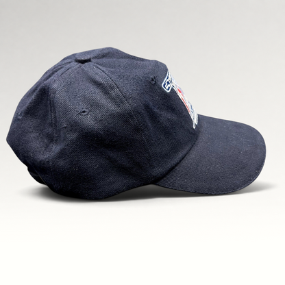 Raree Finds navy blue 2002 Aspen Winternational cotton strapback hat with embroidered Chevrolet and skier graphics