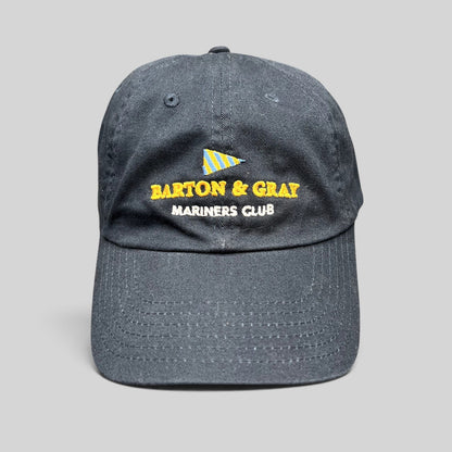 Raree Finds navy blue cotton Barton & Gray Mariners Club cap with embroidered logo and unstructured six-panel design.