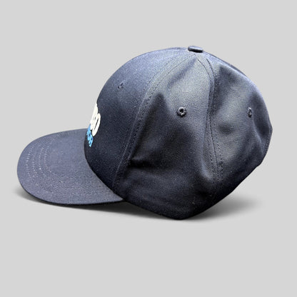 Raree Finds navy blue cotton strapback hat with Rick Caruso for Mayor embroidery, made in USA by Unionwear.
