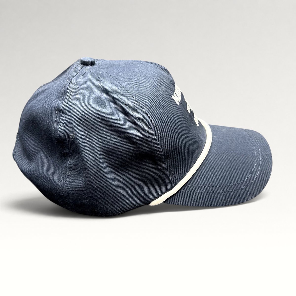 Raree Finds navy blue snapback rope hat with white Matzo Ball Mafia embroidery and Star of David detail