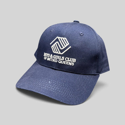 Raree Finds navy blue Boys & Girls Club of Metro Queens strapback hat with white embroidered logo and curved brim