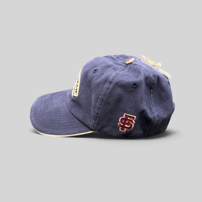 Raree Finds vintage navy blue cotton Field & Stream baseball cap with red side embroidery and cream brim trim