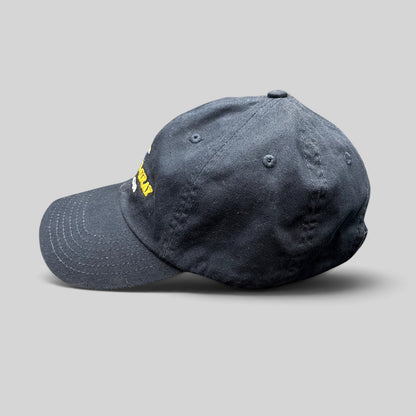 Raree Finds navy blue cotton Barton & Gray Mariners Club strapback hat with embroidered logo and brass buckle