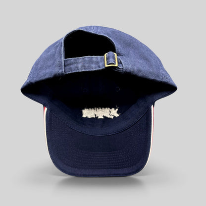Raree Finds vintage navy blue cotton strapback hat with adjustable brass buckle from Snowmass Club Charity Classic