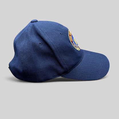 Raree Finds navy blue wool-blend strapback hat with 75th Anniversary Los Angeles World Airports embroidered logo