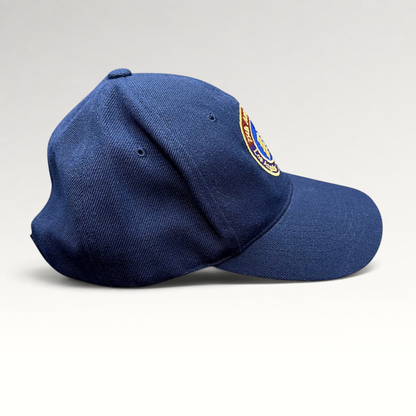 Raree Finds navy blue wool-blend strapback hat with 75th Anniversary Los Angeles World Airports embroidered logo