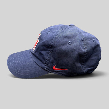 Raree Finds navy blue Nike Heritage86 University of Mobile strapback hat with red side swoosh and curved brim