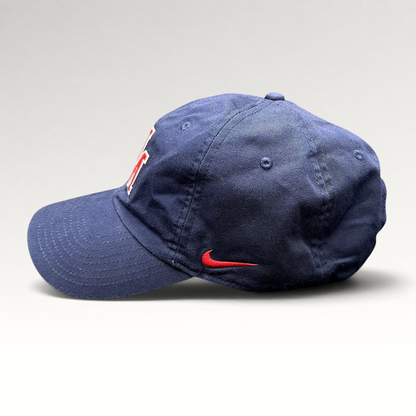 Raree Finds navy blue Nike Heritage86 University of Mobile strapback hat with red side swoosh and curved brim