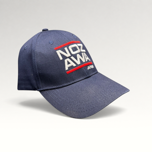 Raree Finds vintage navy cotton strapback hat with Nozawa Japan embroidery and red accents