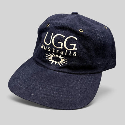 Raree Finds vintage navy blue cotton UGG Australia strapback hat with embroidered logo and sunburst graphic