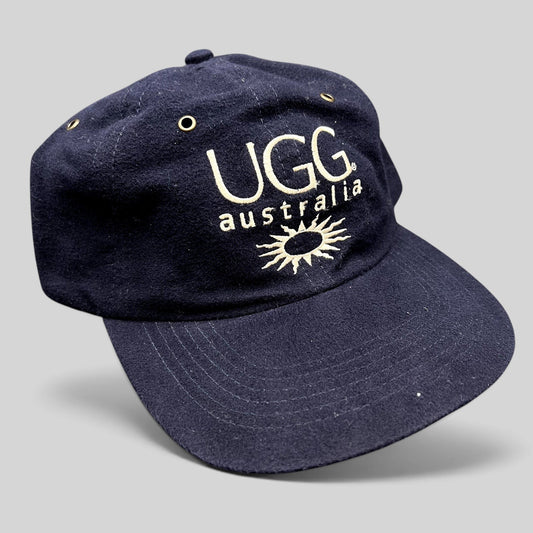 Raree Finds vintage navy blue cotton UGG Australia strapback hat with embroidered logo and sunburst graphic