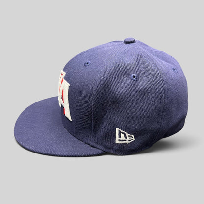 Raree Finds New Era 59FIFTY navy blue fitted baseball cap with USA Olympic embroidery and flat brim