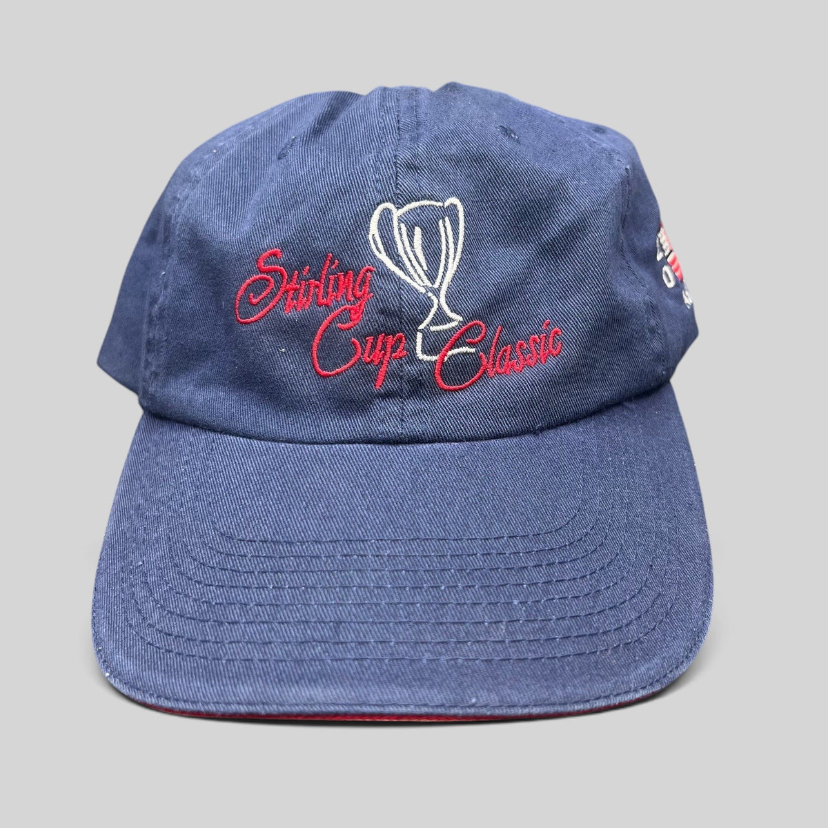 Raree Finds vintage navy blue Wells Fargo Sterling Cup Classic strapback golf hat with trophy embroidery