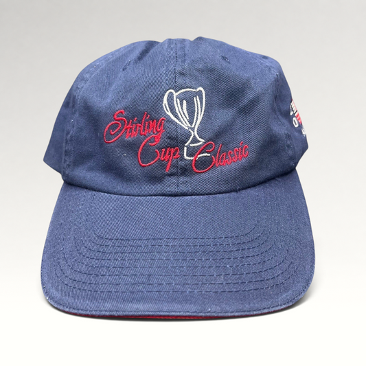 Raree Finds vintage navy blue Wells Fargo Sterling Cup Classic strapback golf hat with trophy embroidery