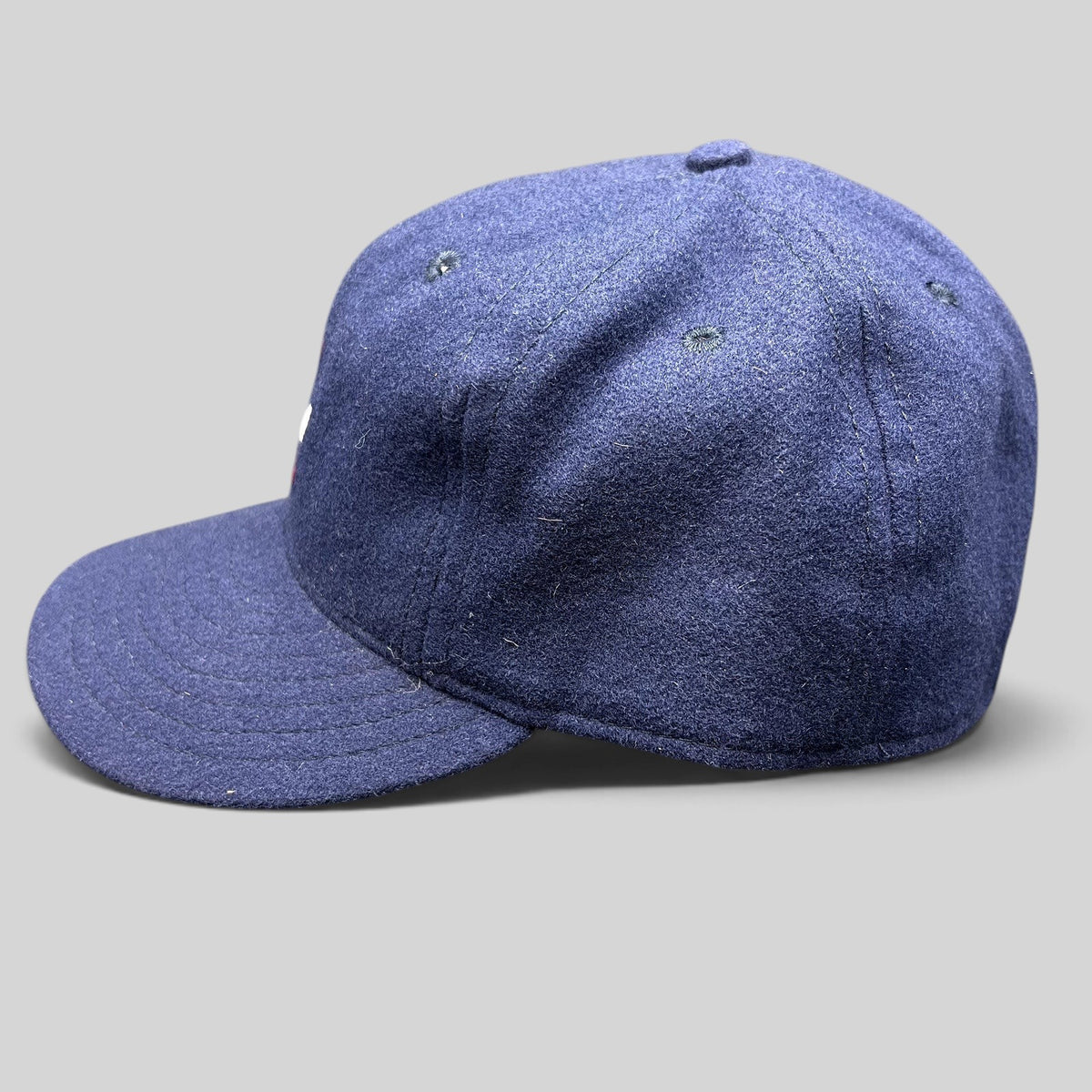 Raree Finds Ebbets Field Flannels navy wool Los Angeles fitted baseball cap with green satin undervisor