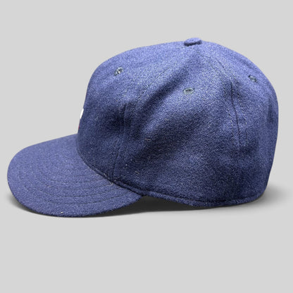Raree Finds Ebbets Field Flannels navy wool Los Angeles fitted baseball cap with green satin undervisor