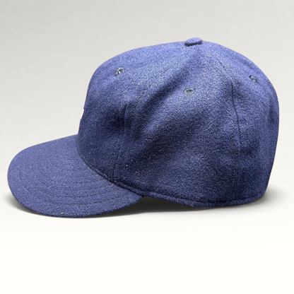 Raree Finds Ebbets Field Flannels navy wool Los Angeles fitted baseball cap with green satin undervisor