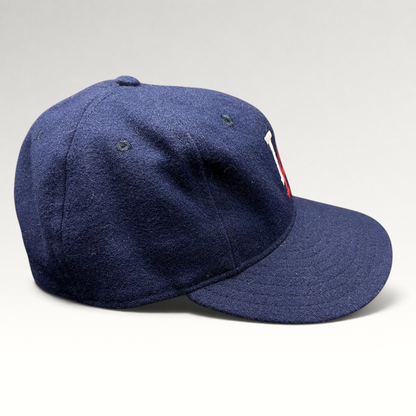 Raree Finds Ebbets Field Flannels navy wool Los Angeles fitted baseball cap with embroidered LA logo