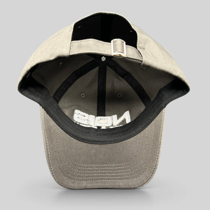 Raree Finds gray NCIS Cast & Crew strapback hat with adjustable metal buckle closure and interior black taping.
